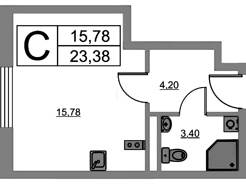 Квартира студия 23.38 м², 3/16 эт., ЖК «Avenue Apart Pulkovo»